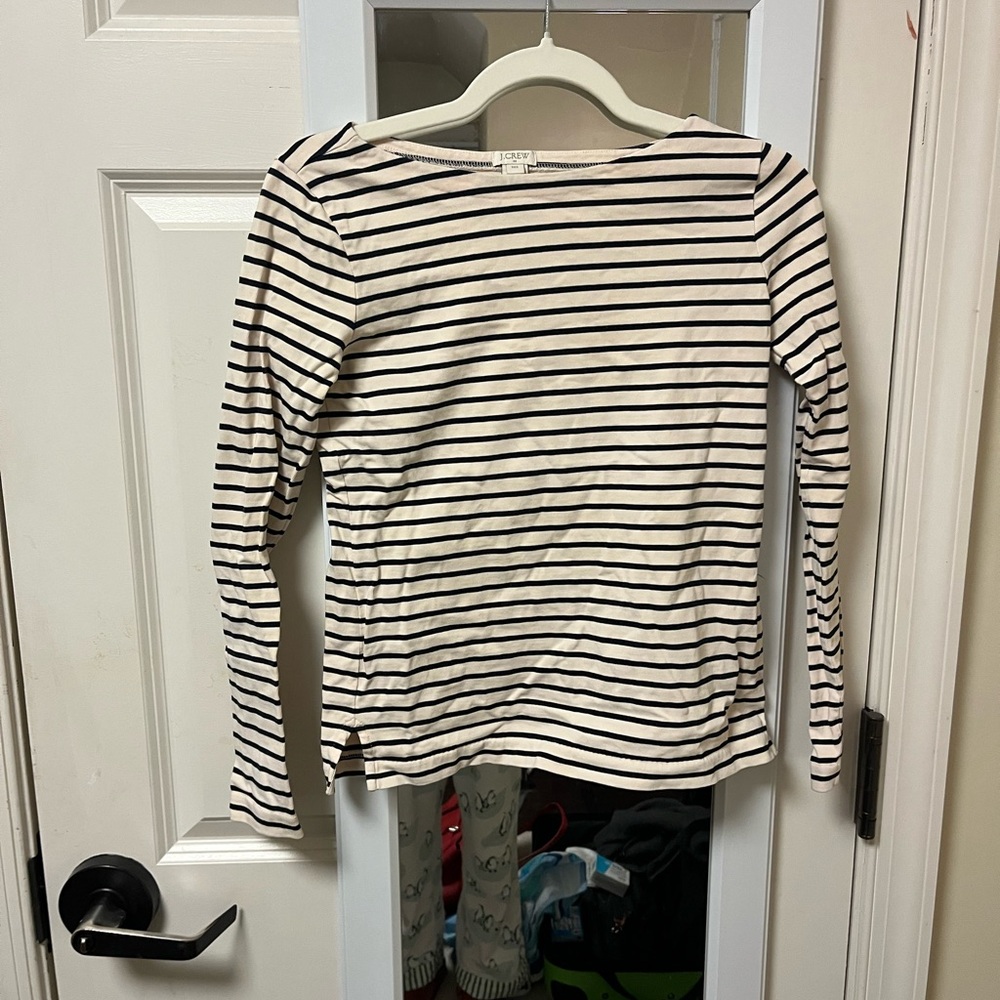 J. Crew Black and White Striped Long Sleeve Tee